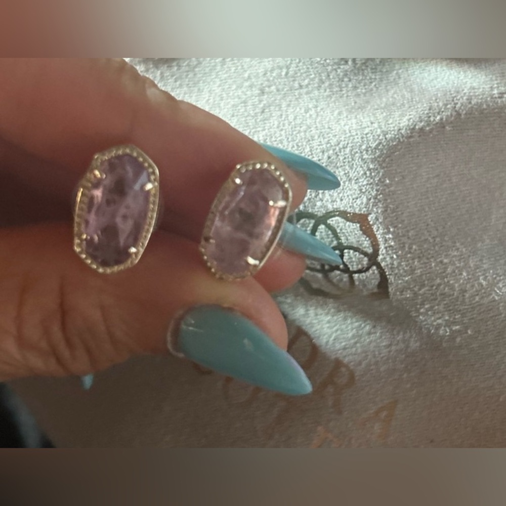 Kendra Scott Elegant Silver and Purple Earrings
